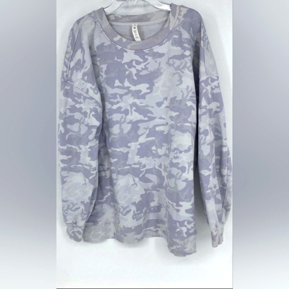 Lululemon Perfectly Oversized Crew Gray White Camouflage Sweatshirt Pullover 10 - Picture 4 of 8
